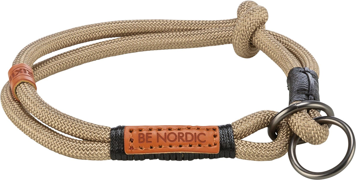 TRIXIE Zug-Stopp BE Nordic L-XL Dog Collar Sand/Black - Comfortable Dog Collar for Large and Very Large Dogs with Pull Limitation - Robust & Elegant - 17294