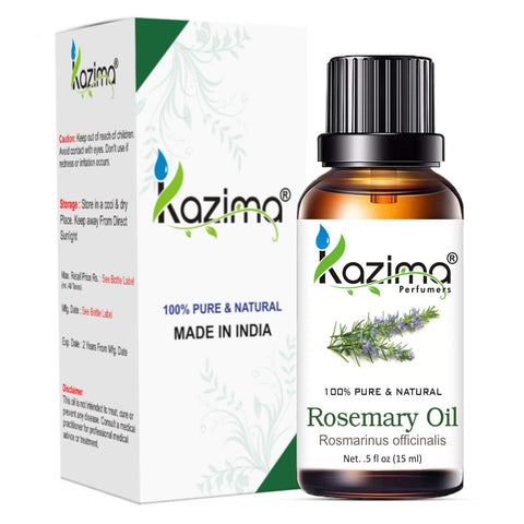 KAZIMA Combo of Rosemary Oil and Almond Oil - 100% Pure & Undiluted Oil for Hair Growth, Acne, Scars & Aromatherapy, 15 ml each