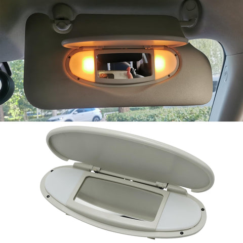 Abodvu Compatible with Mini Cooper Sun Visor Vanity Mirror Cover 2007-2014,Front Visor Illuminated Mirror Cover Replacement R55/56/60 for Left/Right,1PCS Sun Visor Makeup Mirror Buckle Cover,Beige