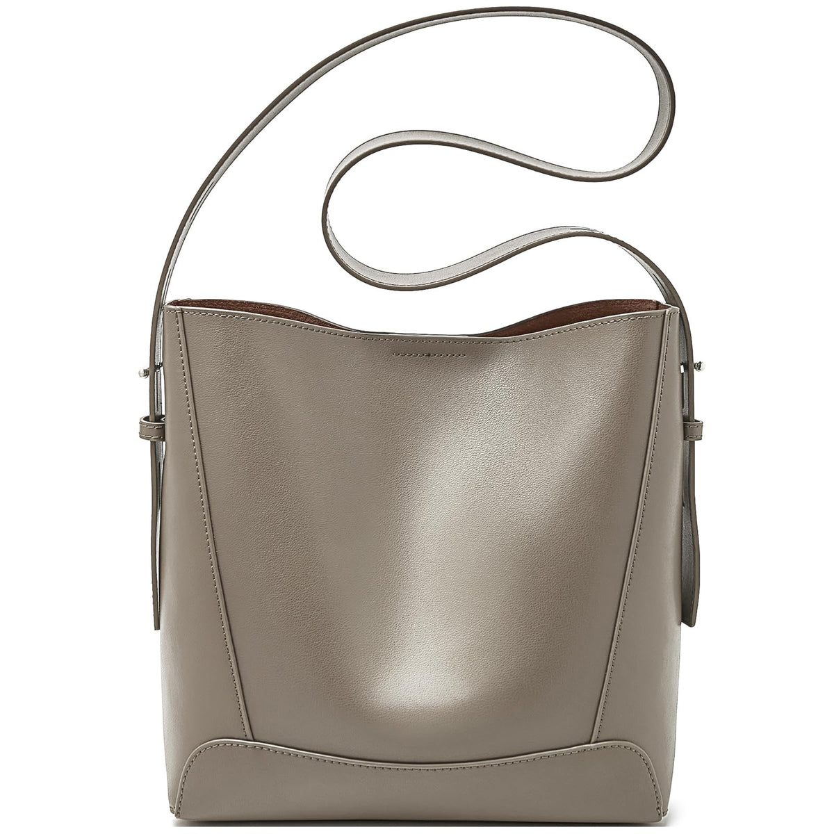 FOXLOVER Leather Bucket Tote Purse for Women Designer Tote Bag and Handbags Shoulder Bag with Pockets and Magnetic Snap (Grey)
