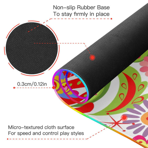 Boho Wireless Charging Mouse Pad for Mobile Phone Extra Large Gaming Mousepad with 13 Lighting Modes Extended Desk Mat for Office Home Gaming MacBook PC Laptop Desk