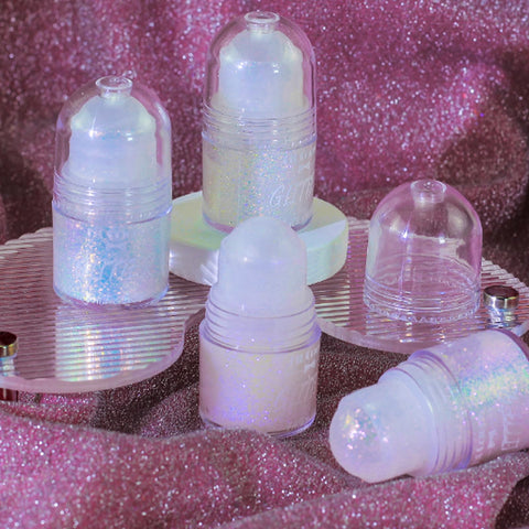 Roll-on Holographic Body Glitter Gel for Body Face Hair, Mermaid Makeup Festival Rave Accessories, Holographic Hair Glitter Gel, Festival Party Body Shimmer Glitter Makeup (Pink)