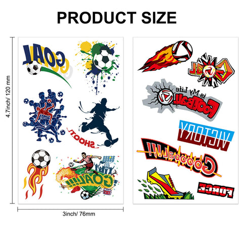 Konsait Football Temporary Tattoos Soccer Ball Face Tattoos for Kids Boys World Cup Soccer Fake Tattoos Birthday Party Bag Stocking Stuffer Goody Fillers Kids Games Gift Party Favor Supplies, 10 Sheet