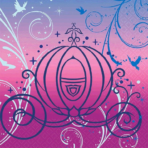 Cinderella Printed Beverage Napkins Disney Princess Birthday Party Tableware (16 Pack), Pink, 5" x 5".