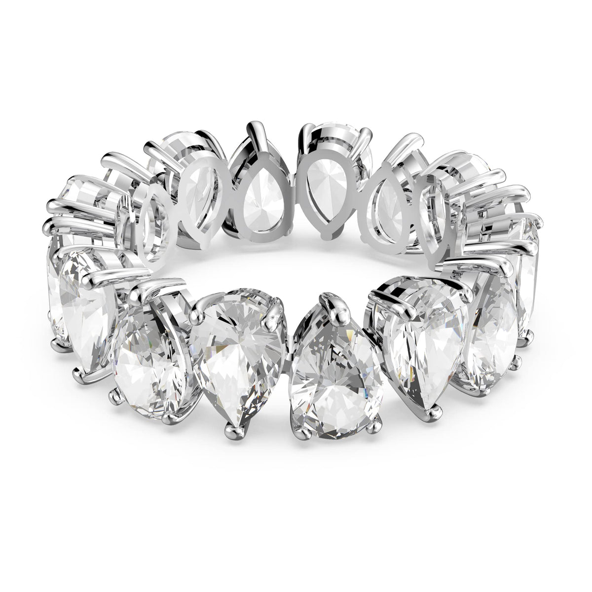 Swarovski Vittore ring, Pear cut, White, Rhodium plated, 50