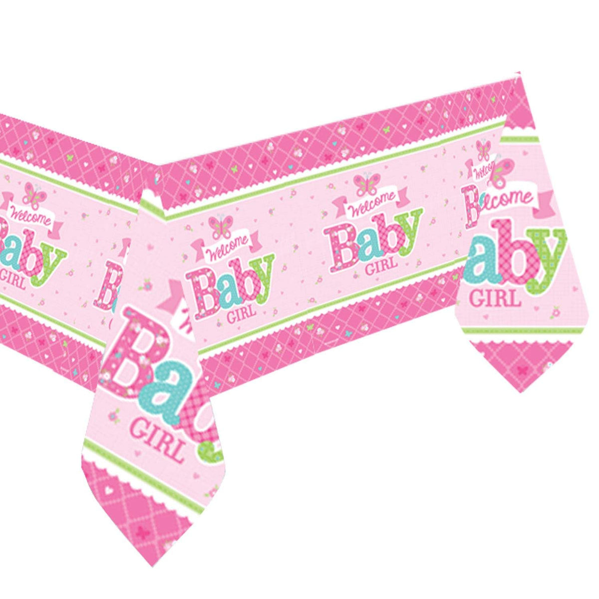 Amscan Appealing Welcome Little One Girl Paper Table Cover Baby Shower Party Supplies, 54 x 102, Pink/White/Green/Blue