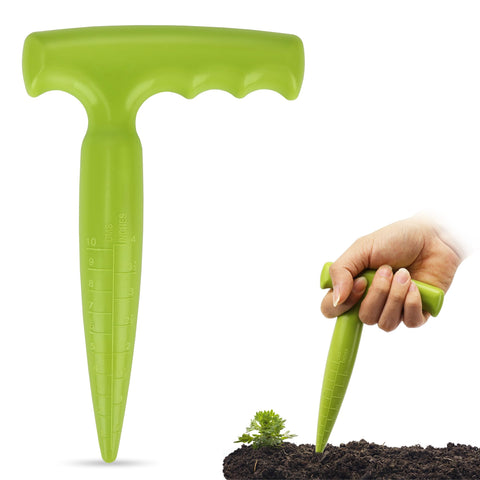 Milifox Planting Dibber,Bulb Planter Tool Plastic with Measurement Scale,Suitable Hand Dibber for Family,Gardener(Light Green)