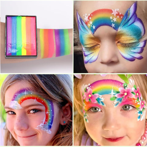 KARLOR Rainbow Face Paint, Make-Up Colours, Face Paint, Rainbow Face Paint, Body Painting, Water Soluble, Rainbow, Theatre Make-Up, Carnival, Colourful Body Colours, Quick Drying (25 g, 02#)
