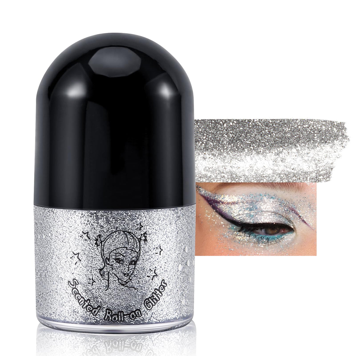 Boobeen Colourful Glitter Eyeshadow, Intense Pigmented Glitter Cream for Face&Body, Quick-Drying Sparkling Eye Cosmetic for Festival and Party