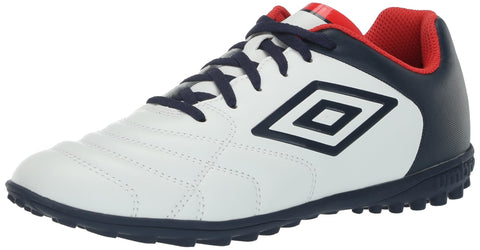 Umbro Men's Classico XI TF Soccer Turf Shoe, White/Navy/Red, 7