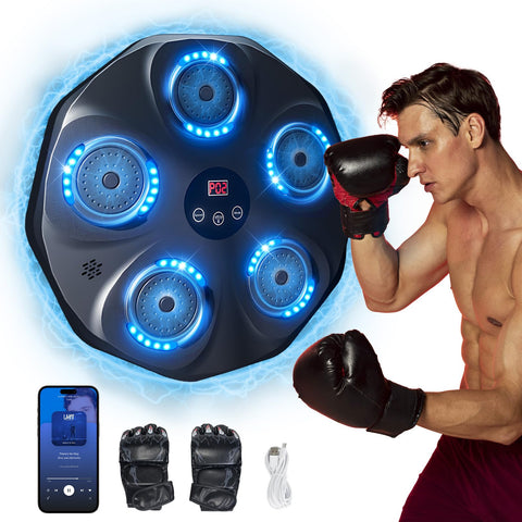 FTJKGH Music Boxing Machine, LED Music Boxing Machine with Bluetooth, 9 Speed Modes & Counting Mode - For Children & Adults for Training & Stress Relief
