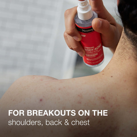 Clear and help prevent body acne. This fragrance-free acne treatment spray ideal for chest and back blemishes contains 2% salicylic acid, a proven acne-fighting ingredient to help treat breakouts.