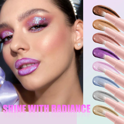 Easilydays Dark Purple Glitter Liquid Eyeshadow, Sparkle Lavender Violet Eye Shadow High Pigment Intense Monochrome Dark Smokey Eyeshadow, Long Lasting Waterproof Rotating Eyeshadow, 05 Violet