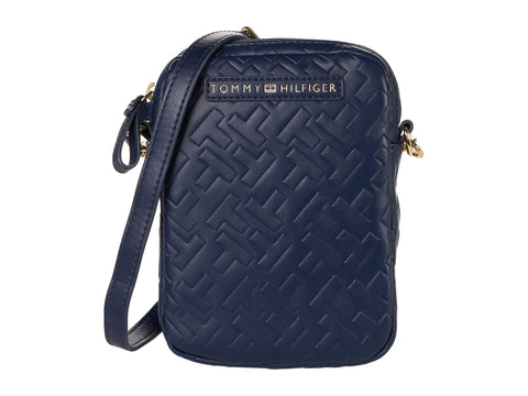 Tommy Hilfiger Boxed Set Phone Crossbody with Card Case Bias Embossed PVC Tommy Navy One Size
