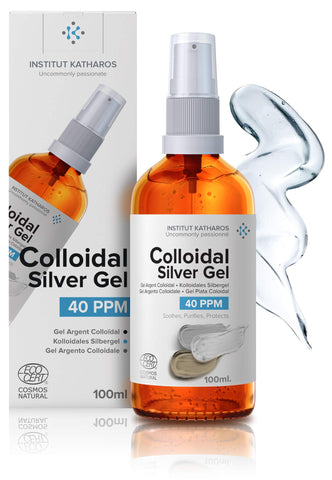 Institut Katharos â€¢ Pure Colloidal Silver Gel 40 PPM â€¢ 100% Natural and only 3 Ingredients â€¢ Optimal Texture and Absorption (Better Than Creams) â€¢ Amber Glass and Ultra-Practical Pump