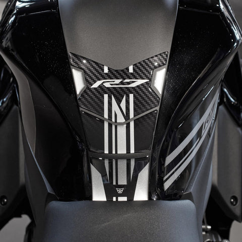 Resin Bike Motorcycle 3D Stickers Compatible with Yamaha YZF R7 2021-2024 Black. Bike Tank Protector from Impact and Scratches. Sticker 3D Resin Gadget Moto