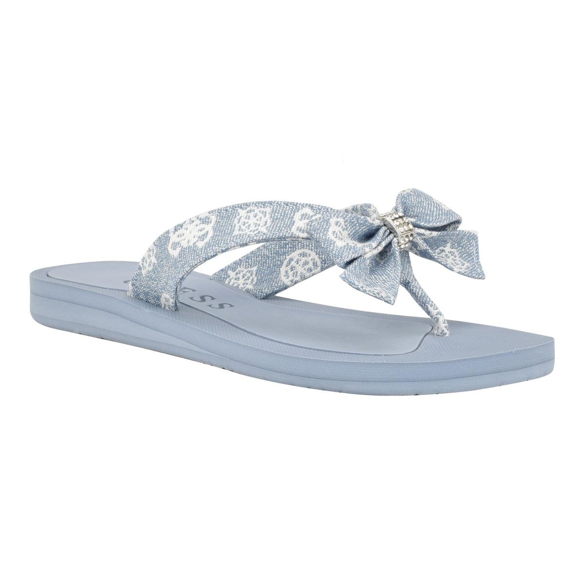 GUESS Women's Tuta Flip-Flop, Light Blue Star Multi, 8