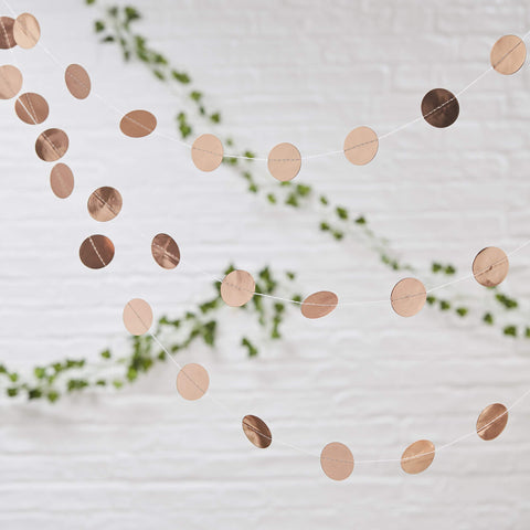 Ginger Ray Rose Gold Metallic Garland Bunting for Weddings or Parties Beautiful Botanics