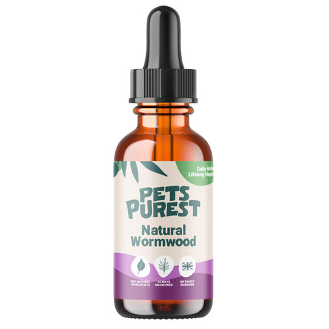 Pets Purest Natural Wormwood Formula - 100% Natural Alternative to Nasty Chemical Products - Benefits Intestinal Hygiene - For Dogs, Cats, Poultry, Birds, Ferrets, Rabbits & Pets