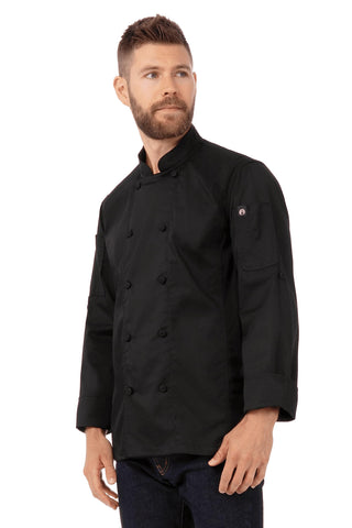 Chef Works Men's Bowden Chef Coat Jacket, Black, M