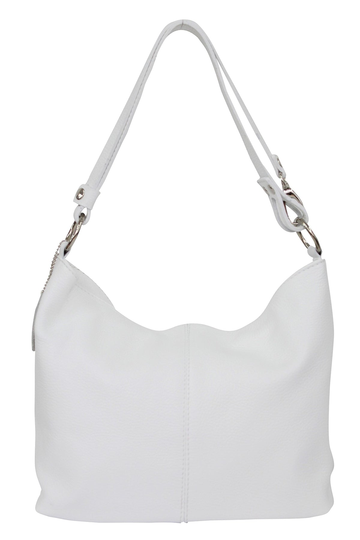 AMBRA Moda GL005 - Women's handbag, shoulder bag, hobo bag genuine leather (white)
