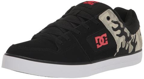 DC Men's Pure Low Top Lace Up Casual Skate Shoe Sneaker, Black Camouflage, 10.5