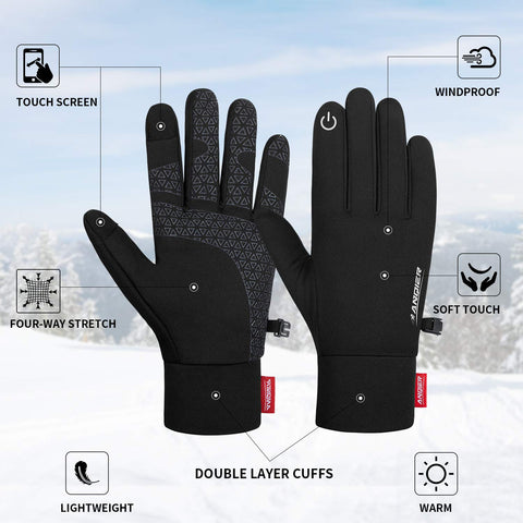 coskefy Winter Gloves, Thermal Touch Screen Gloves Running Gloves Cycling Gloves Warm Liners for Men Women Walking Riding