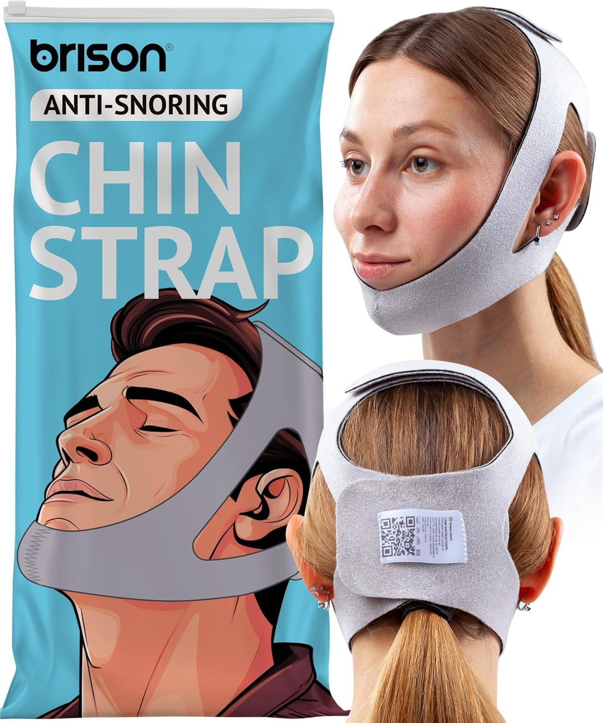 BRISON Anti Snoring Chin Strap - Adjustable Snore Stopping Device Face Mask Bandage Keeping Mouth Closed - Mouth Nasal Breathing Women Men