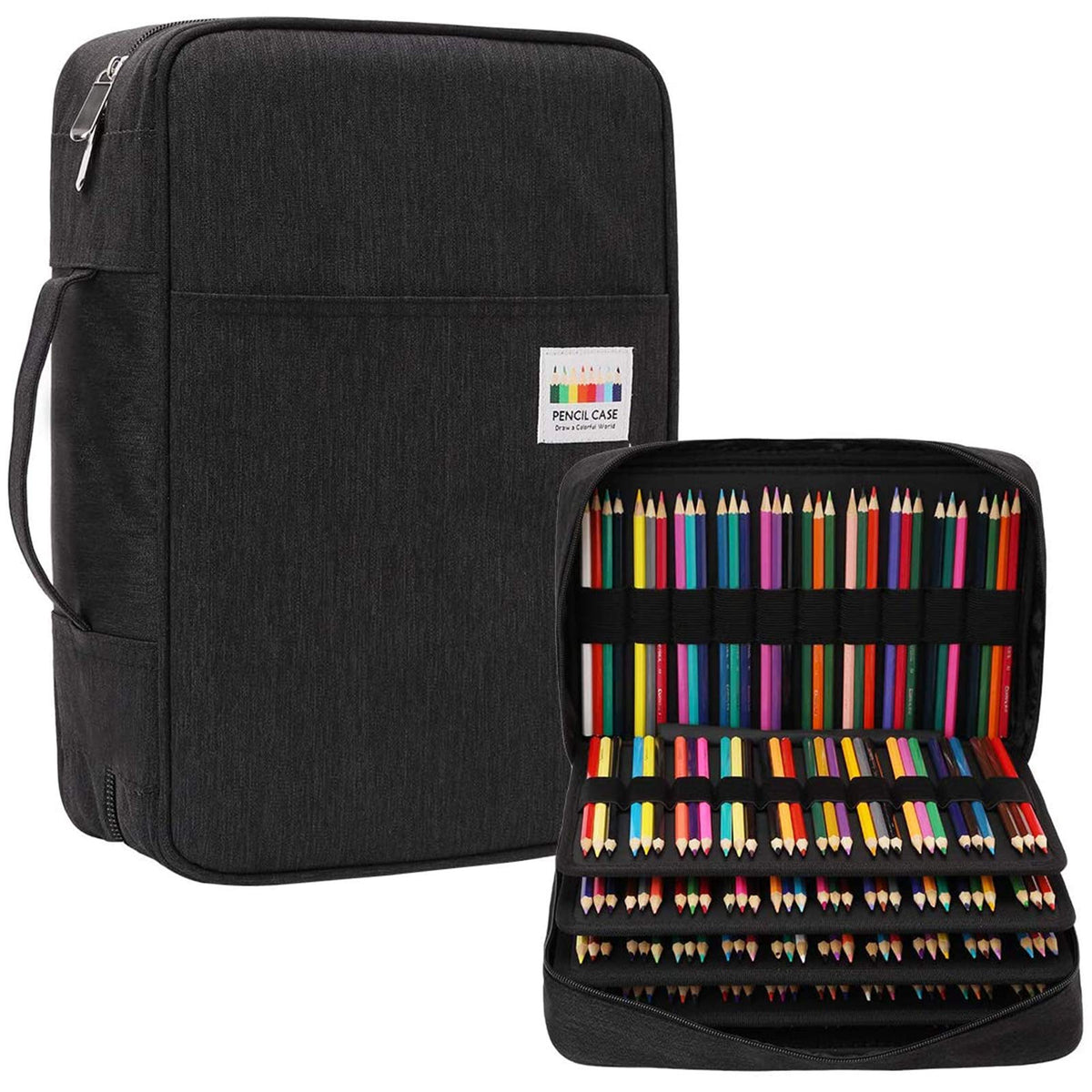 JAKAGO Large Capacity Pencil Case Holds 304 Coloured Pencils Waterproof Pen Bag Stationery Organizer for Colouring Pens, Artist Paint Brushes, Fineliners, Highlighter, Gel Pens, Gift for Art Student