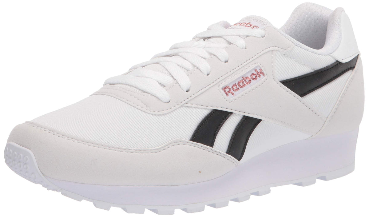 Reebok Women's Rewind Run Sneaker, white/core black/blush metal, 5.5