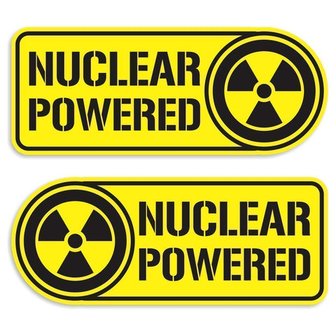 Nuclear Powered Set Funny Vinyl Decal Bumper Sticker Radioactive Symbol For Car Truck SUV Motorcycle Body Panels Fits Tesla & EV Vehicles