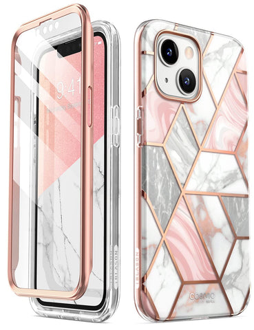 i-Blason Glitter Case for iPhone 14 Plus (6.7 Inch) Mobile Phone Case 360 Degree Case Bumper Protective Cover [Cosmo] with Screen Protector 2022 Edition (Marble)