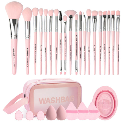 MAANGE Makeup Brush Set 30 Pcs Premium Synthetic Makeup Brushes Foundation Eye Shadow Powder Concealers Highlight Blending Brush Professional Make Up Brush Kit (Pink)