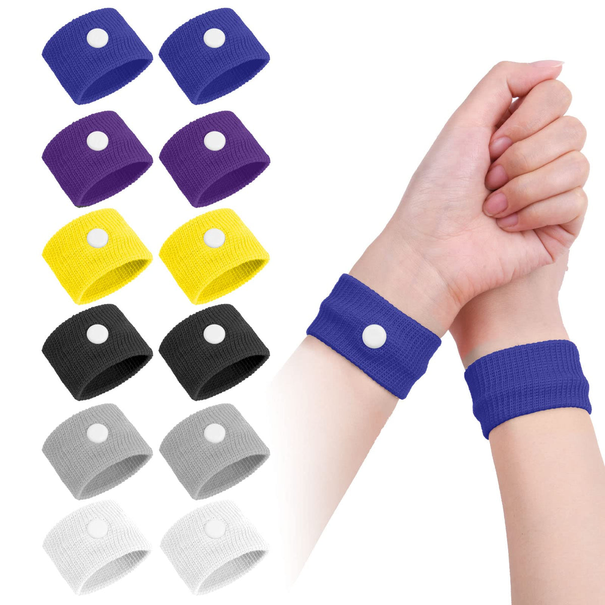 ACWOO Motion Sickness Wristbands, 6 Pairs Natural Sickness Bands for Kids & Adults, Anti-Nausea Wristbands for Car Sea Sickness, Relief Wristbans for Sea Flying Travel (6 Pairs -B)