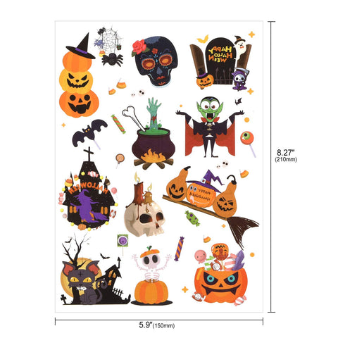 HOWAF Halloween Tattoos for kids, Halloween Temporary Tattoo Spider Pumpkin Waterproof Tattoo Stickers Halloween Theme Party Decorations for Adult and Kids Party Favors Gift