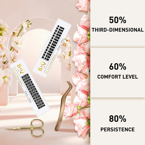 Lash Clusters Lash Ribbon 160 Clusters Lashes D Curl 10-16MIX DIY Lash Extensions Mega Volume B&Q LASH Individual Lashes Cluster Eyelash Ribbon With Lash Applicator Tool & Scissors (B03+B05,10-16MIX)