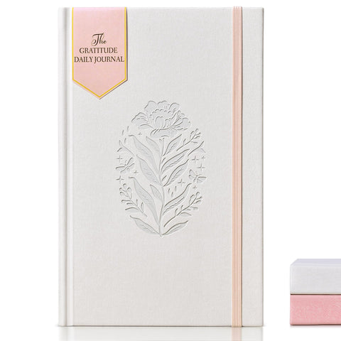 Gratitude Journal Notebook for Women, Daily Guided Gratitude Journal with Prompts, White Five Minutes Journal for Happiness, Affirmation, Mindfulness Through Daily Reflections Journal(8.5â€˜â€™x5.5â€˜â€™)