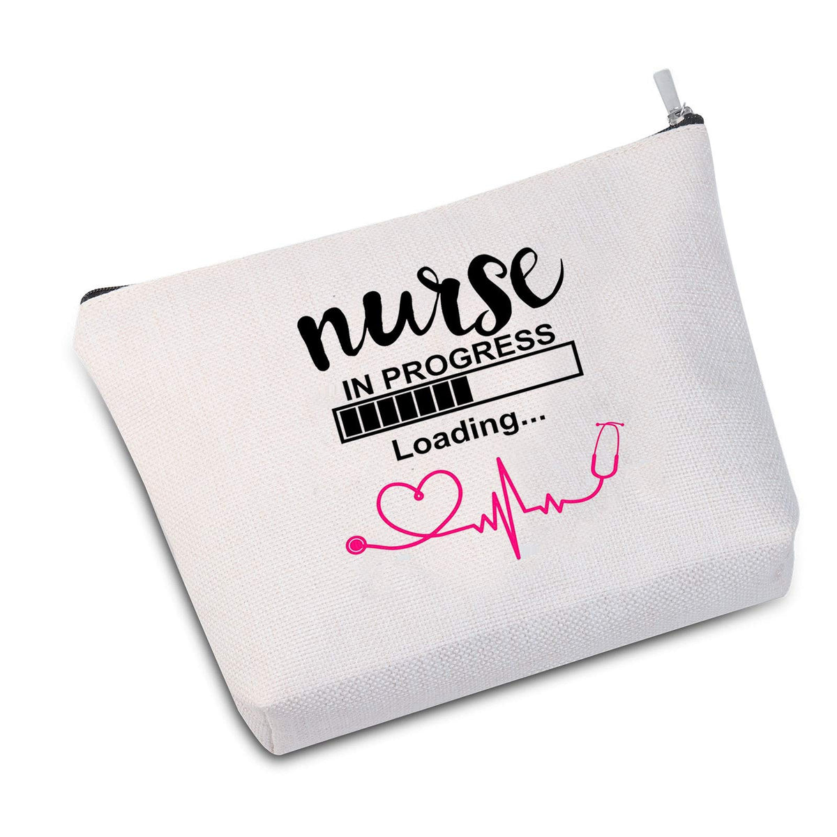 PYOUL Nurse Bag Nurse Gift Nursing School Nurse Student Gift Nurse in Progress Student Make Up Bag Cosmetic Bag Gift for Nurse (Nurse in Progress White)