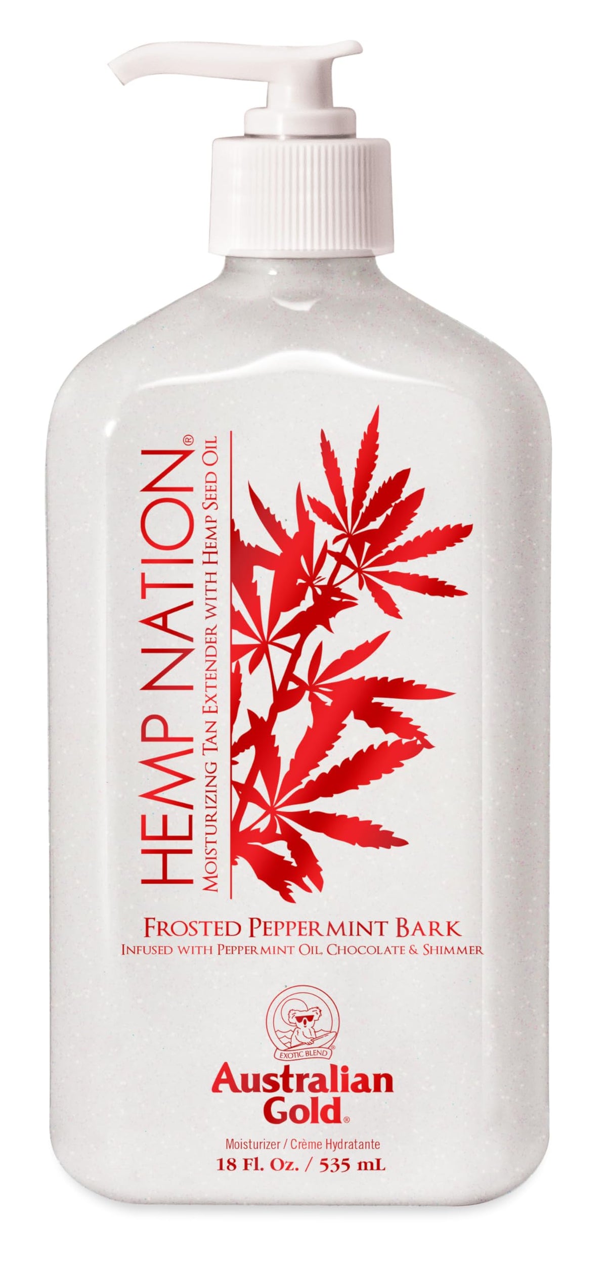 Hemp Nation Frosted Peppermint Bark Tan Extender 18oz Limited Edition