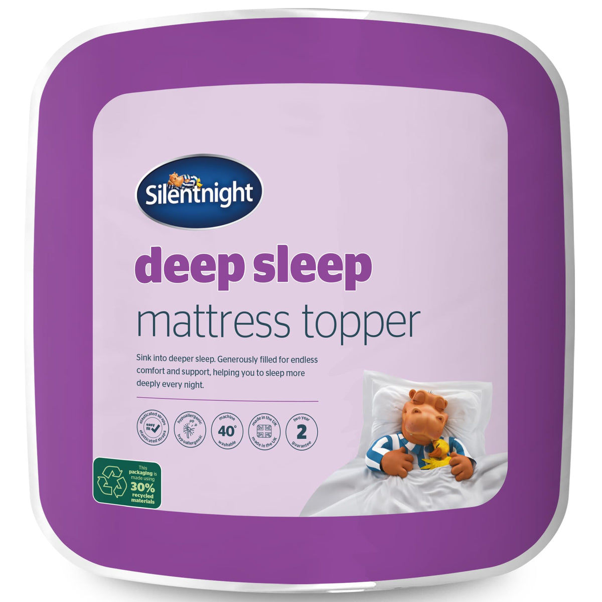 Silentnight Deep Sleep King Size Mattress Topper - Best Thick Soft Comfy Toppers For Bed Caravan Campervan Sofa Beds - Machine Washable Hypoallergenic Bed Topper, White
