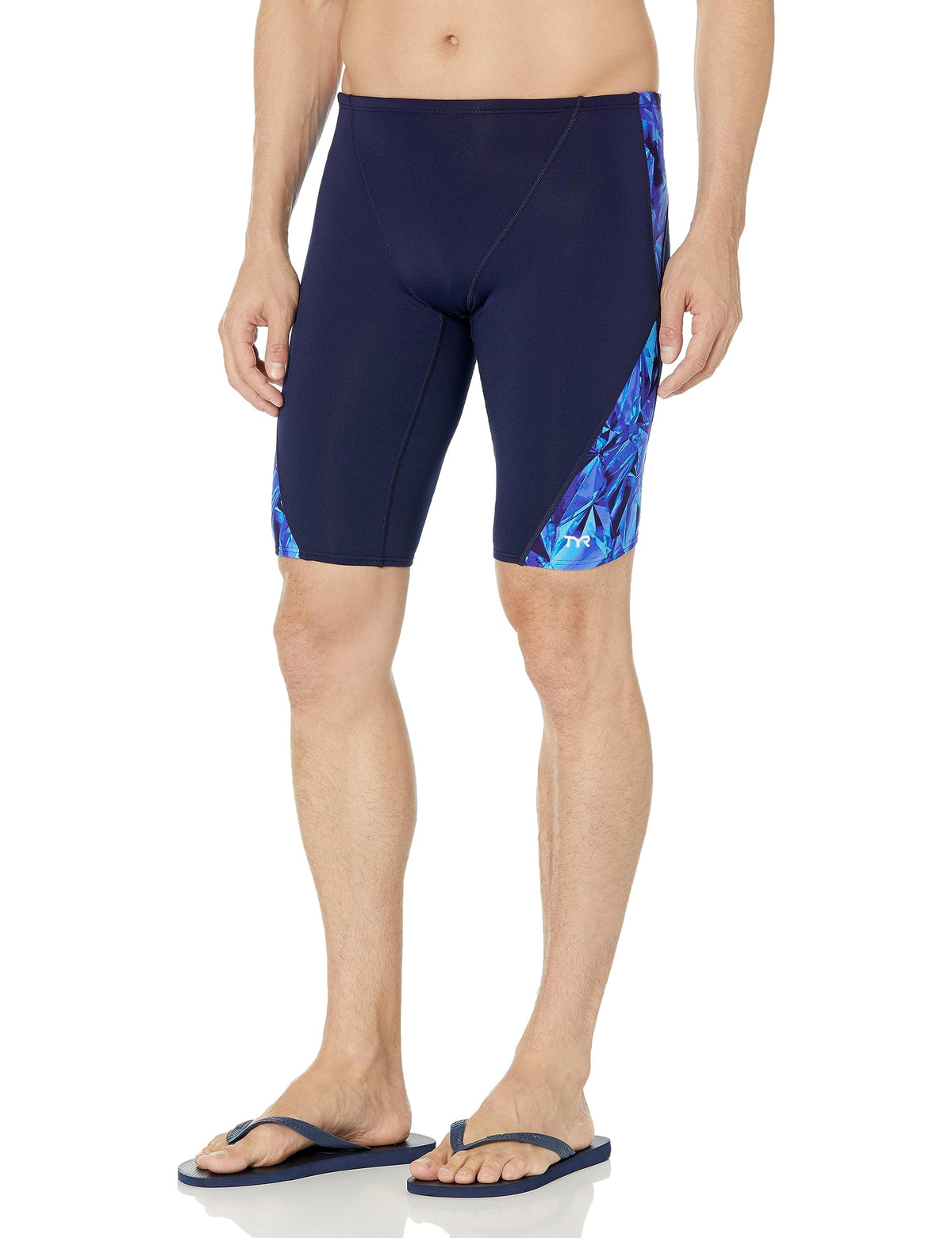 TYR Men's Standard Durafast Elite Solid Jammer Swimsuit, Blue Crystalized, 30