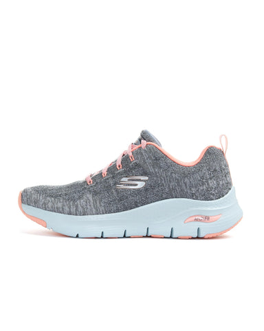 Skechers Women's Sneaker, Gray Knit Pink Trim, 8.5