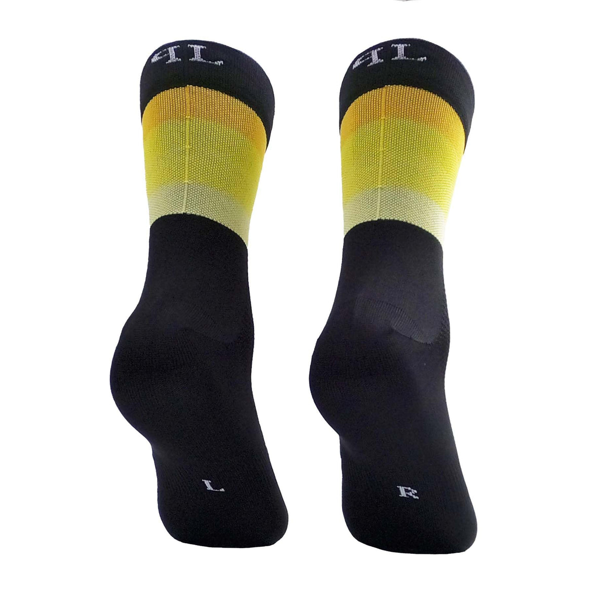 PERRO LOCO CLOTHES Widow Cycling Socks Breathable Antibacterial Compression biking Socks. (UK, Numeric, 8.5, 11, Regular, Regular, Black Yellow)