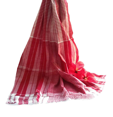 Mayaka786 Light weight Gamcha Bath Towel - Indian Bengali Style (Red)