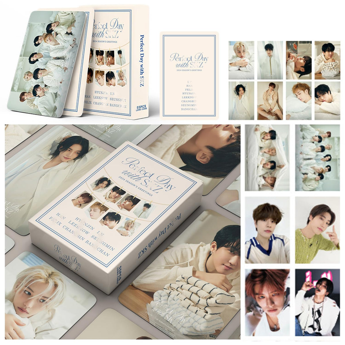 BLUECO 55 Pcs Stray&kids Lomo Cards 2024-Perfect-Day with SKZ Merchandise Photocards Set SKZâ€˜s Fans Cards for Party Decorations