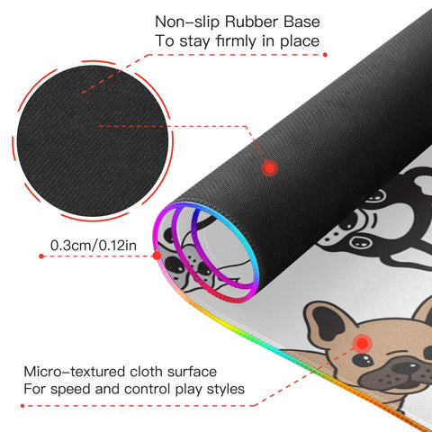 Cartoon Dog Wireless Charging Mouse Pad for Mobile Phone Extra Large Gaming Mousepad with 13 Lighting Modes Extended Desk Mat for Gaming MacBook PC Laptop Desk Office Home