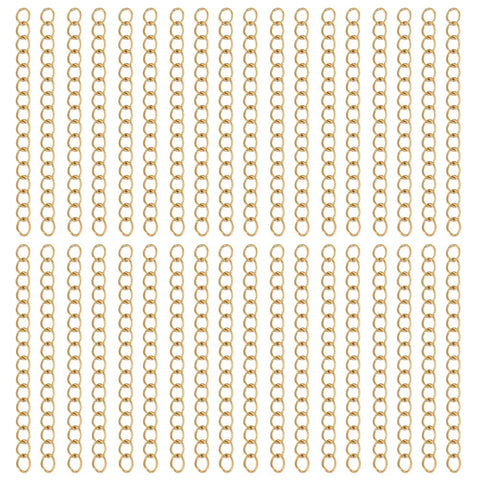 Beebeecraft 1 Box 100Pcs Extension for Necklace 18K Gold Plated Stainless Steel Golden Curb Bracelet End Chain Jewelry Extenders for DIY Jewellery Making Crafts