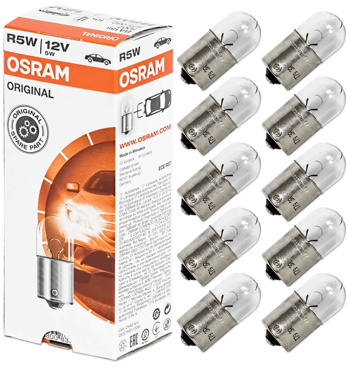 SYLVANIA 5007 Basic Miniature Bulb, (Contains 10 Bulbs)