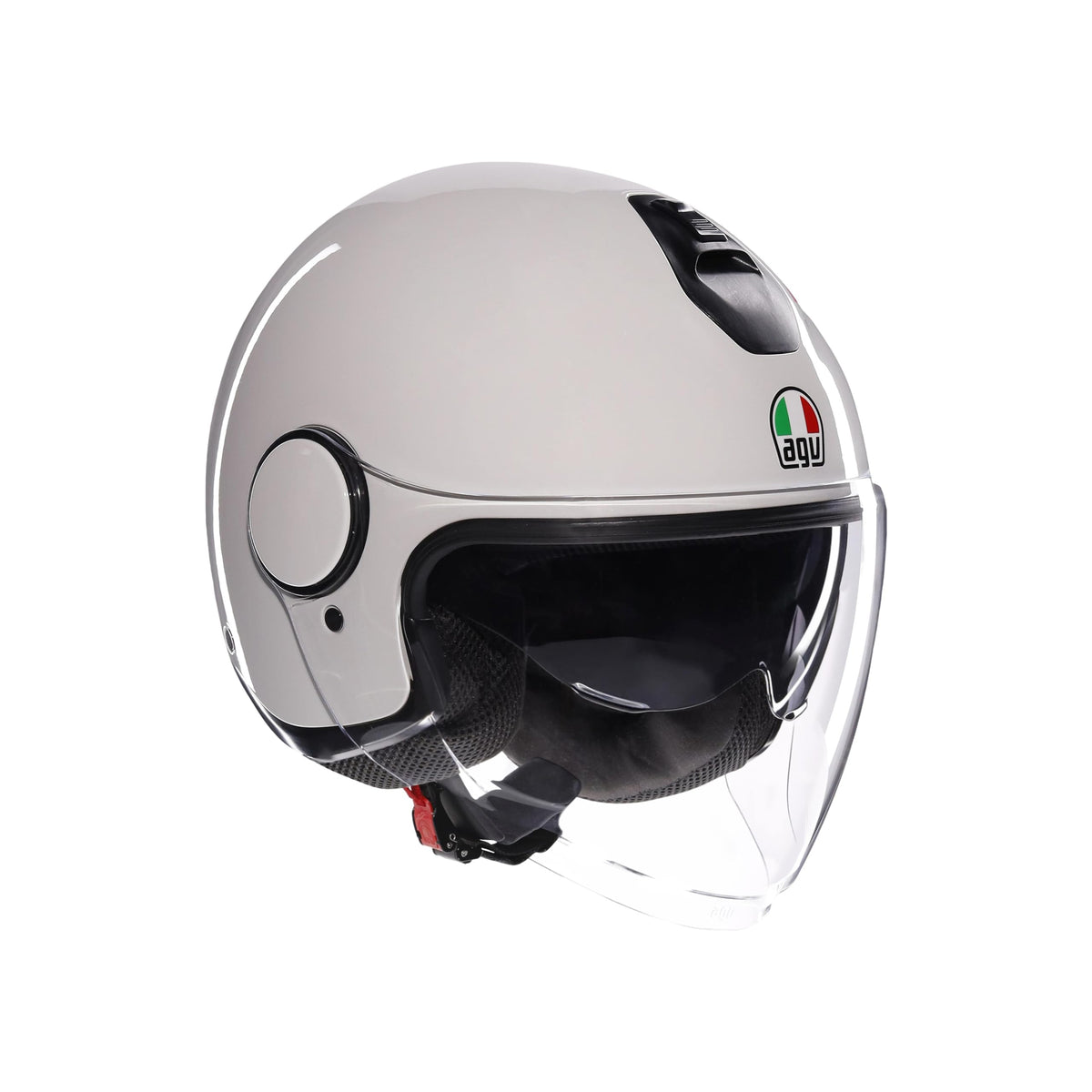 AGV - ETERES E2206, Jet Unisex Motorcycle Helmet, Open Face Motorbike Helmet with Antitheft Ring, Anti-Scratch and Anti-UV Visor, Instant Sweat Absorption Technology, Materia White, L
