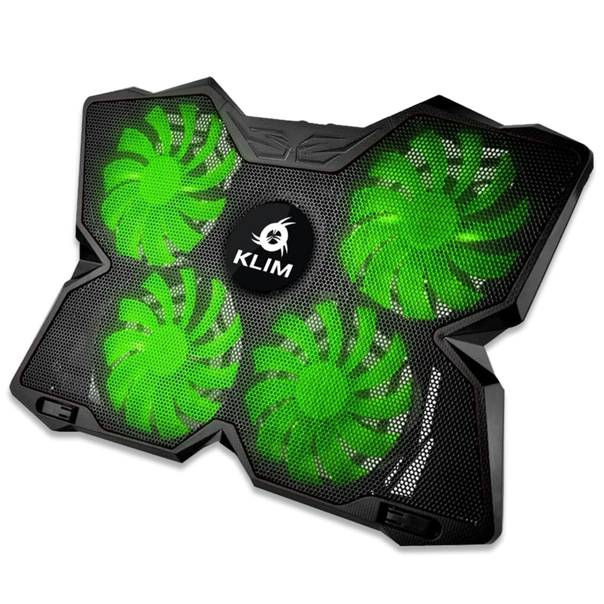 KLIM Wind Laptop Cooling Pad - More Than 500 000 Units Sold - New 2023 - The Most Powerful Rapid Action Cooling Fan - Laptop Stand with 4 Cooling Fans at 1200 RPM - USB Fan - PS5 PS4 - Green